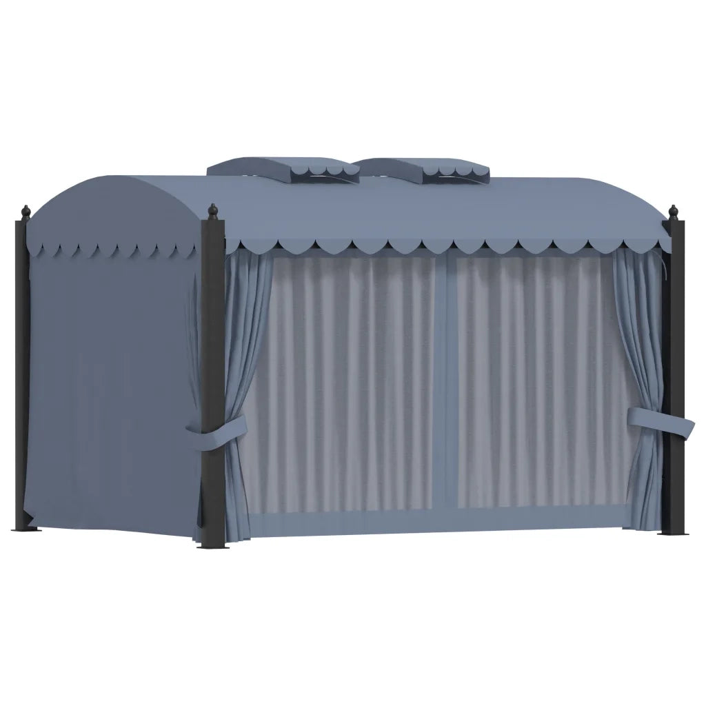 Gazebo con Tende 3x4 cm Antracite in Acciaio