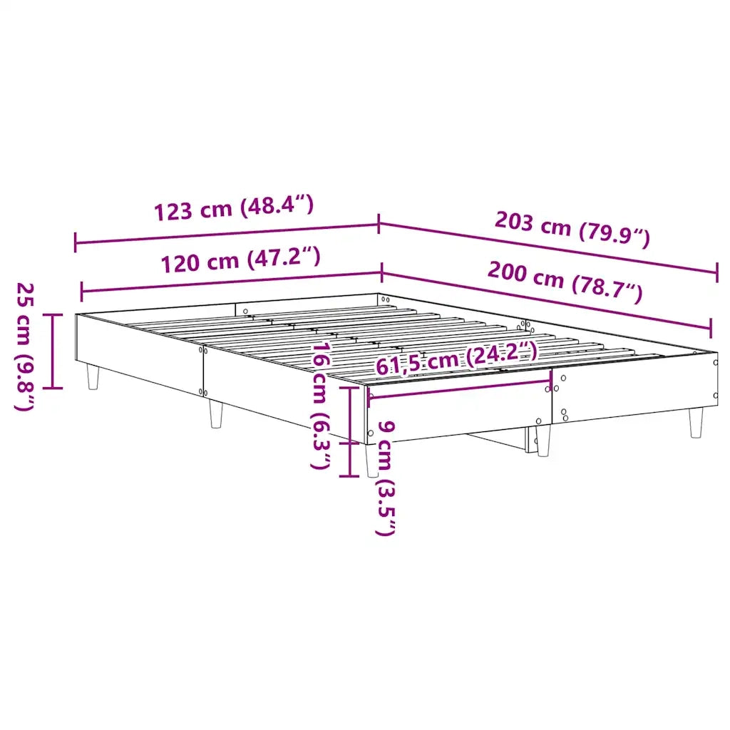 Giroletto senza Materasso-Struttura Letto Rovere Sonoma 120x200cm in Truciolato 165987