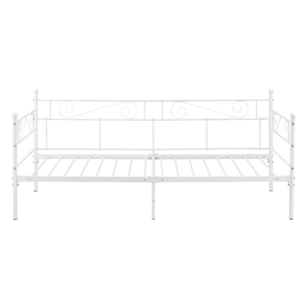 Divano Kerava in Acciaio Letto Singolo con Materasso a Schiuma Fredda 90 x 200 cm - Bianco [en.casa]
