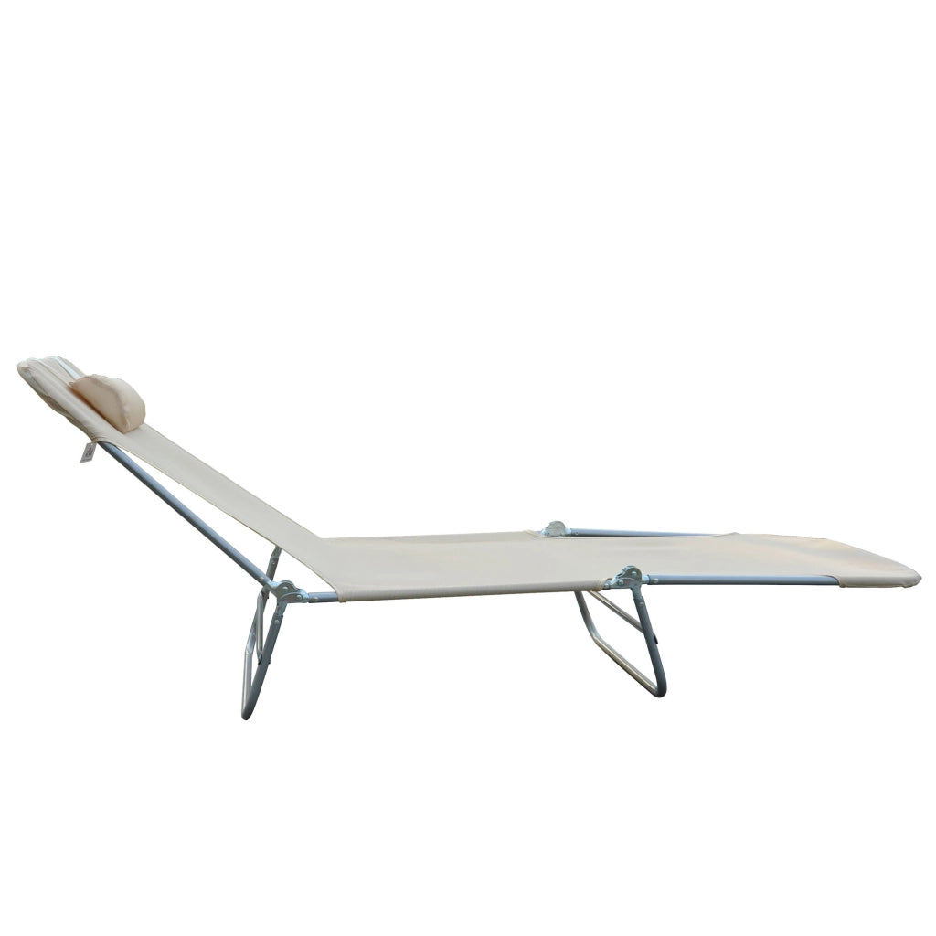 Lettino Prendisole Pieghevole con Schienale Reclinabile e Cuscino, 182x56x24.5cm