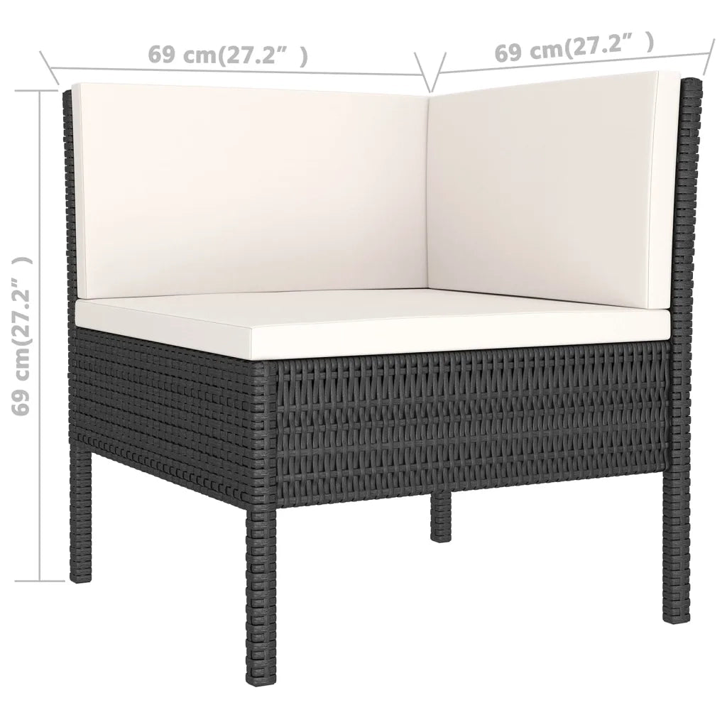 Set Divani da Giardino 10 pz con Cuscini in Polyrattan Nero cod mxl 38476