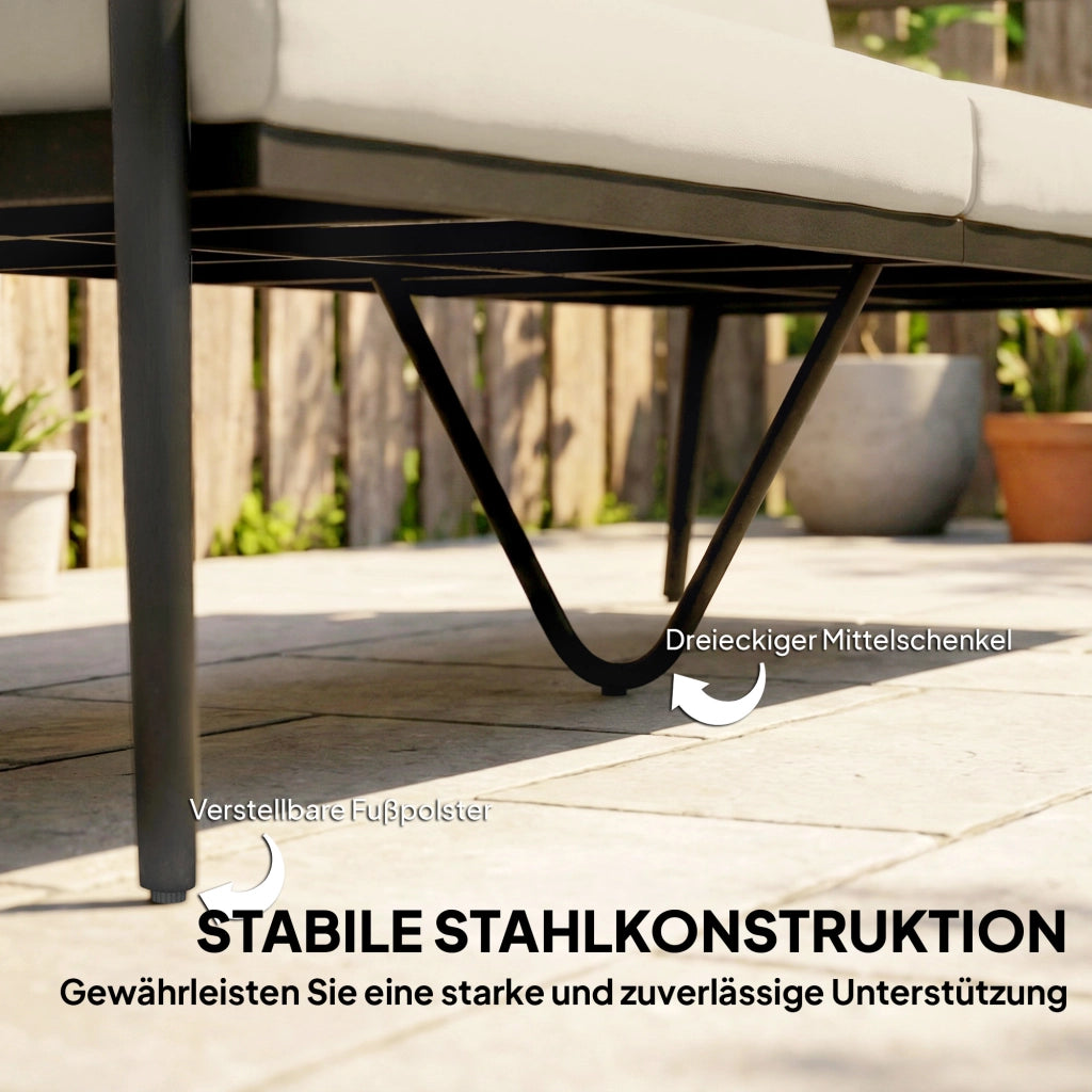 Divano da giardino 3 posti in polyrattan con cuscini rimovibili e braccioli in legno ¨C zephmum ¨C grigio chiaro