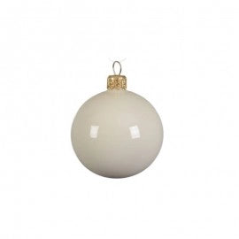 Box Da 6 Palline A Sfera Natalizia In Vetro Bianco Latte 6 Cm
