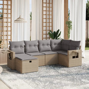 Set Divano da Giardino 6 pz con Cuscini Beige Misto Polyrattancod mxl 113701