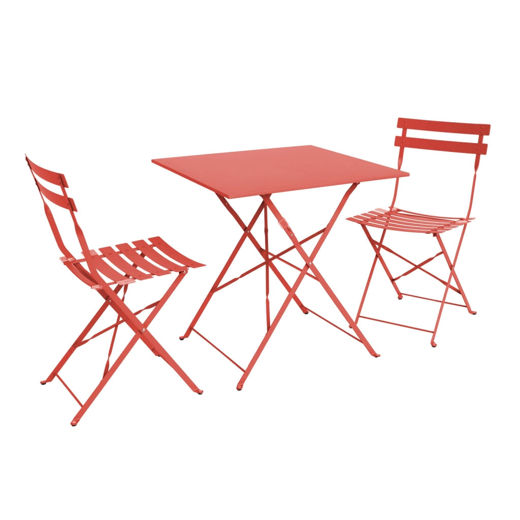 Set tavolo da giardino pieghevole in acciaio con 2 sedie, 70cm,