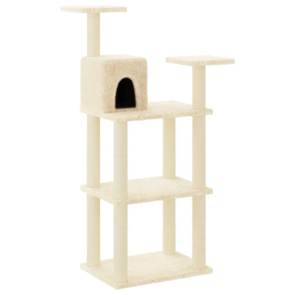 Albero per Gatti con Tiragraffi in Sisal Crema 118,5 cm 171427