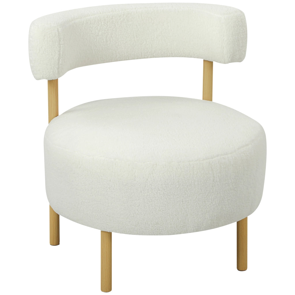 Poltrona Relax Sedia Imbottita con Poggiapiedi ¨C Zephmum ¨C Tessuto Sherpa, Gambe in Metallo, 67x67x71 cm, Crema