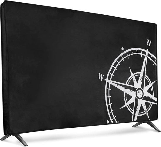 Coprimessa compatibile con TV 55" - Coprimessa per televisore - Protezione schermo per TV in bianco/nero - Coprimessa con stile vintage