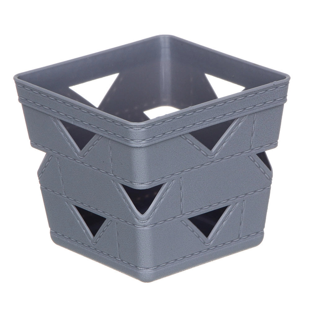 Trade Shop - Set 3pz Cesto Cestino Porta Tutto Oggetti Organizzatore Quadrato 10x10x9cm 10712 -