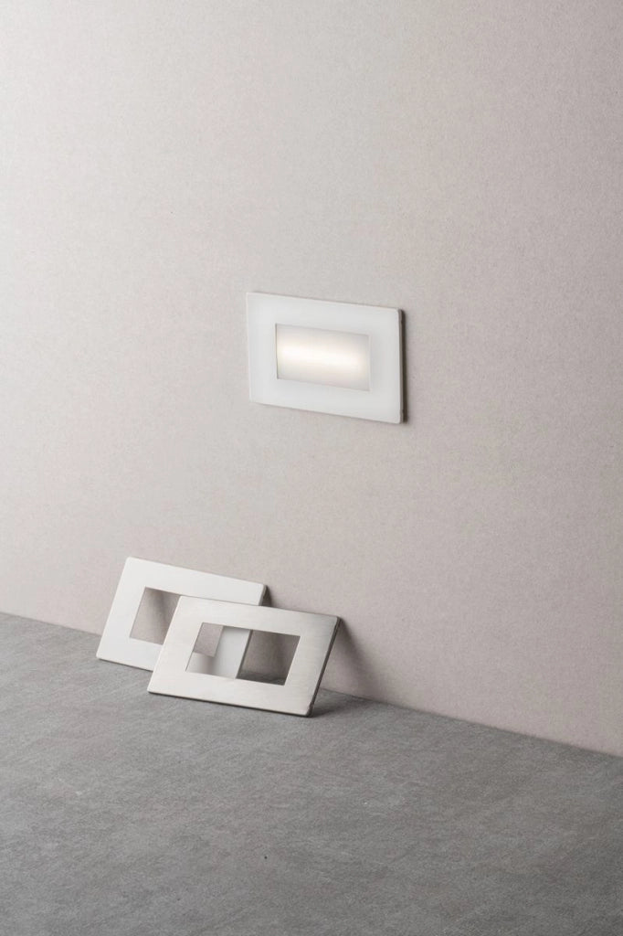 Faretto Segnapasso LED 3W Incasso 350LM Scatola 503 3 in 1 Luce Calda Fredda Naturale CCT Doppia Placca Bianca Nikel IP65