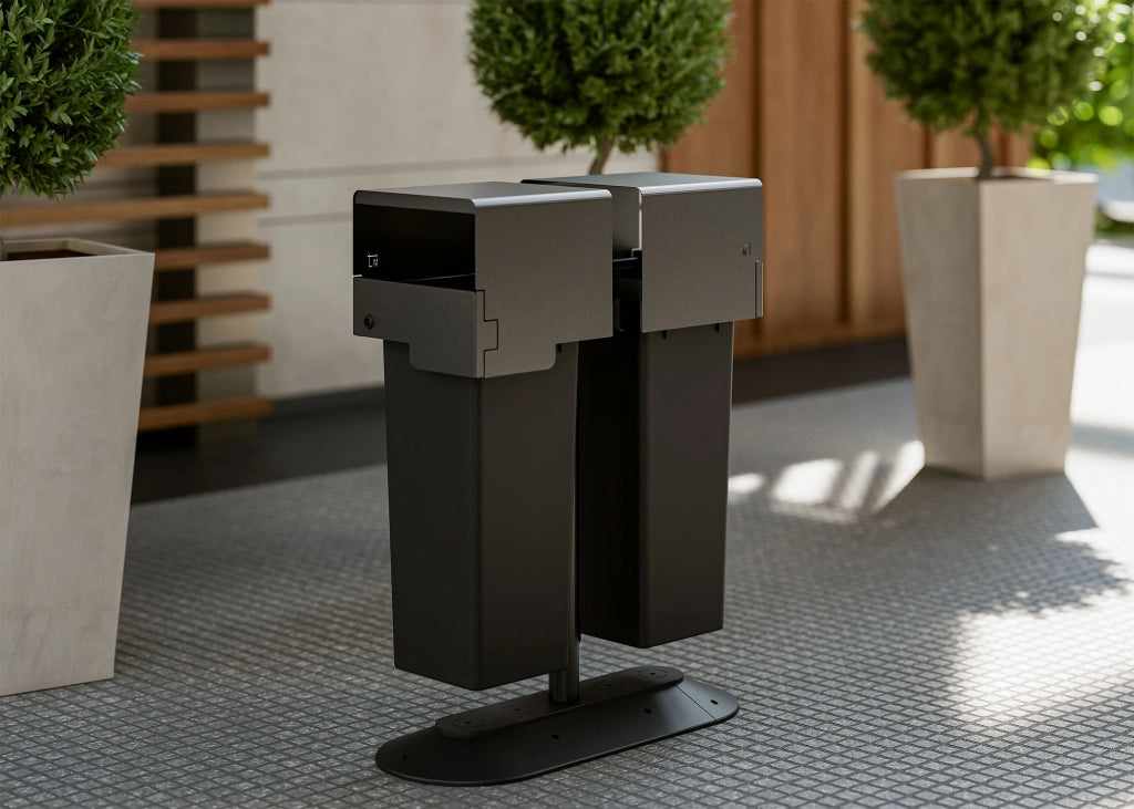 Portarifiuti Doppio su Base Coperto con Serratura 2 Contenitori da 53 L 35x85x107,5 cm Grigio Antracite