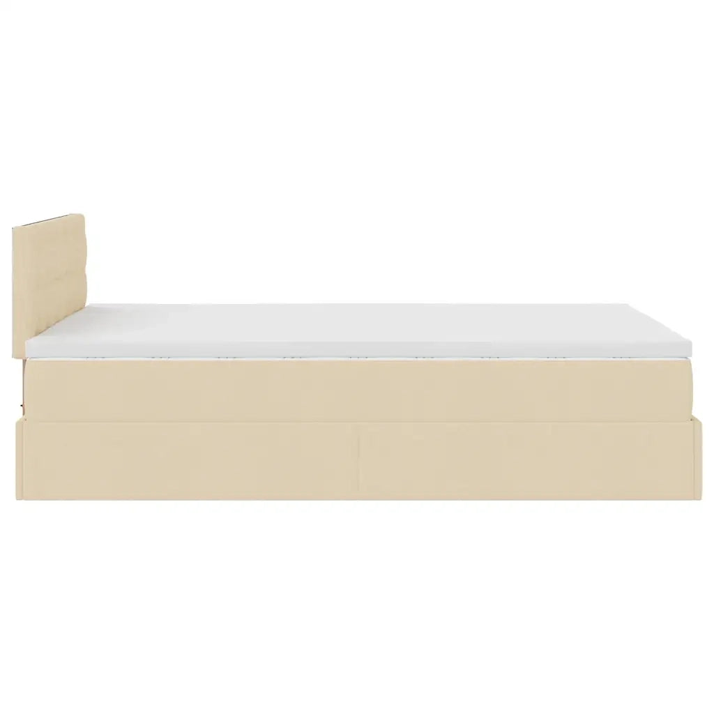 vidaXL Struttura Letto Pouf con Materasso Crema 120x200 cm in Tessuto