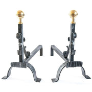 COPPIA DI ALARI FERRO BATTUTO LINEA CM.27X61X47 CAMINO CAMINETTO FUOCO