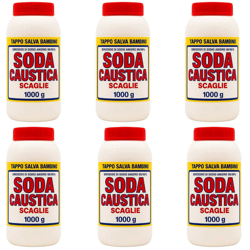 Soda caustica in scaglie stasante sverniciante 1 kg 6 barattoli