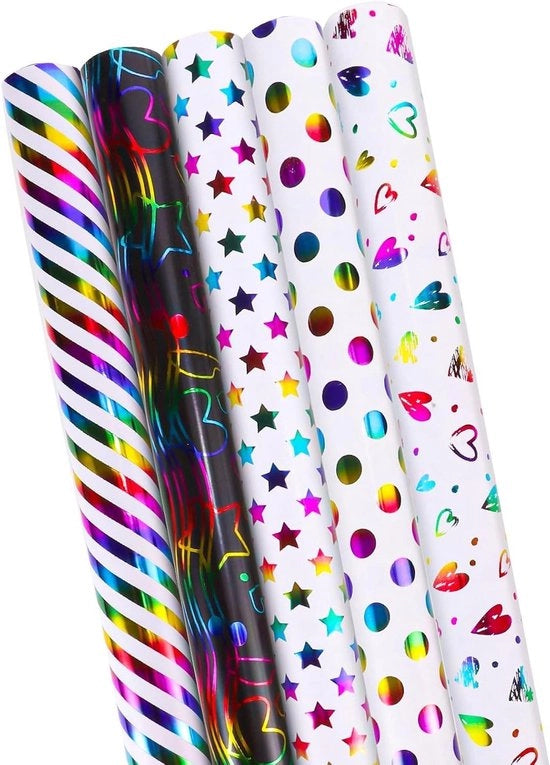 Set di 5 Rotoli di Carta da Appendere, Colorata - Per Festa di Compleanno dei Bambini, Pasqua, Matrimonio, Festa per il Bambino