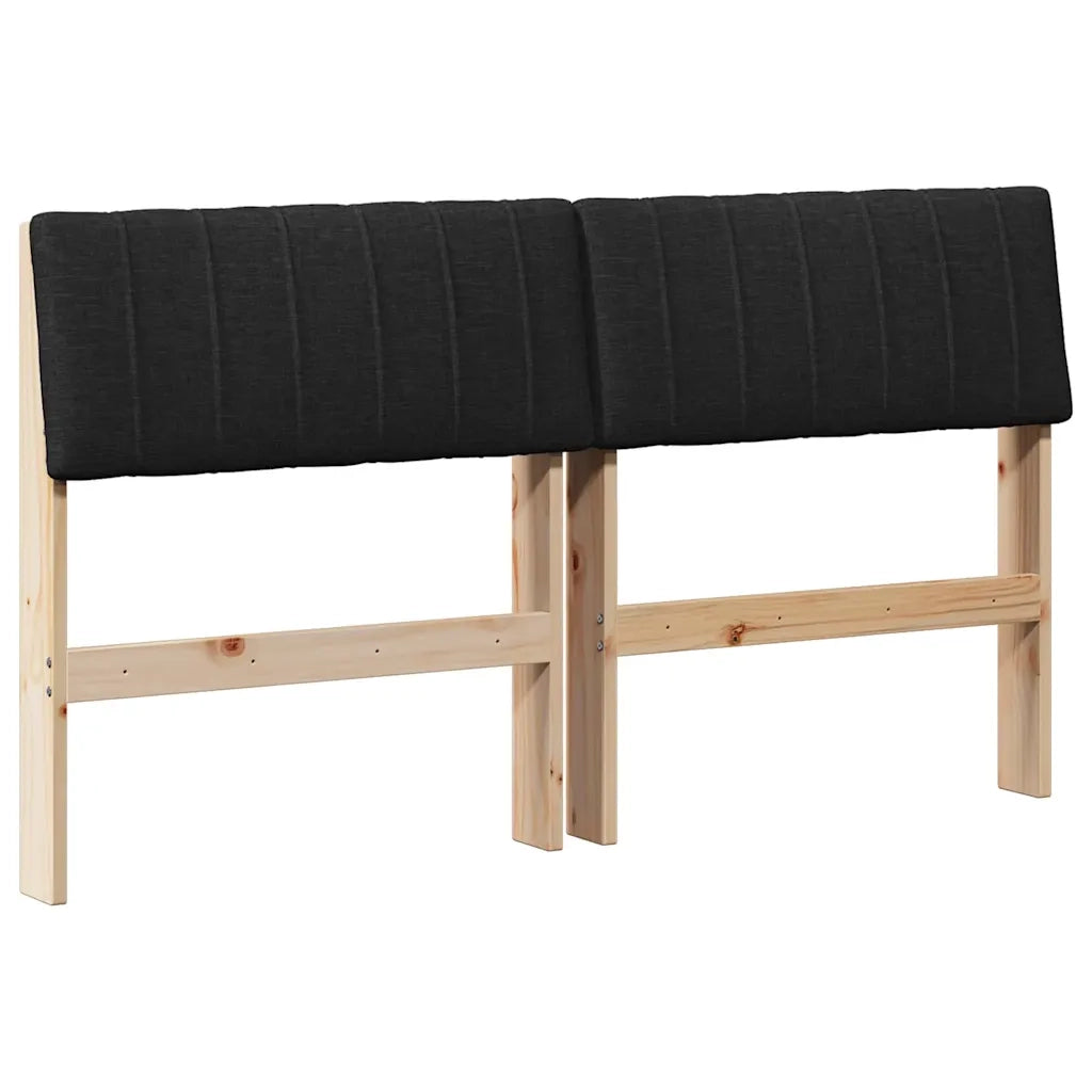 Testiera imbottita Nero 135 cm Pino massello 879236