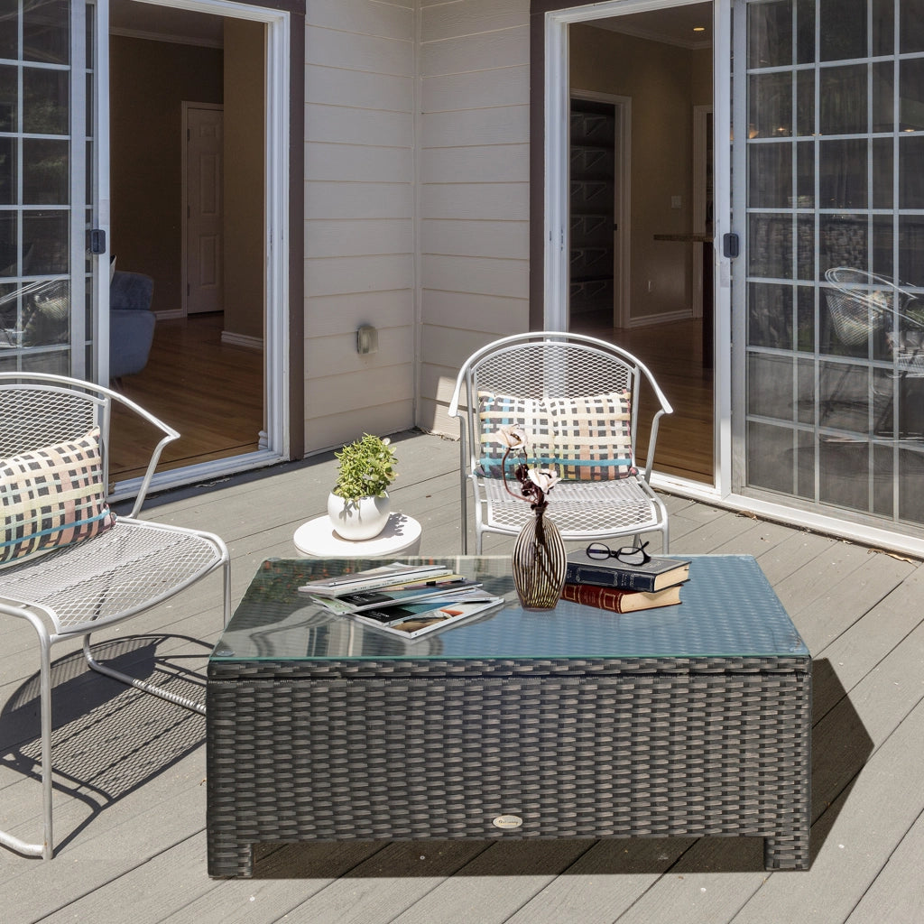 Tavolino da caff¨¨ ¨C zephmum ¨C Polyrattan nero 85x50x39