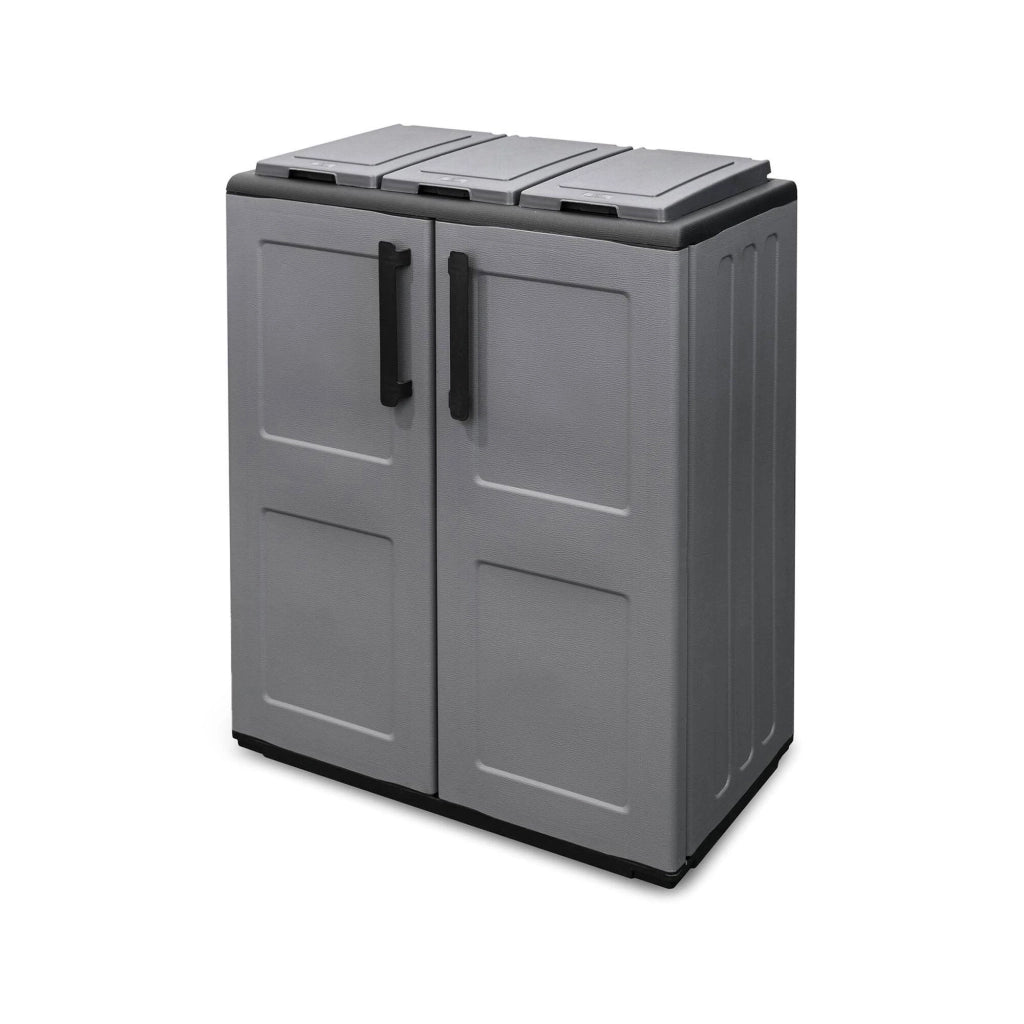 Contenitore per Rifiuti Artan, Pattumiera Capacità 210 (70 per Sacco) Made in Italy, 68x37x84h cm Grigio