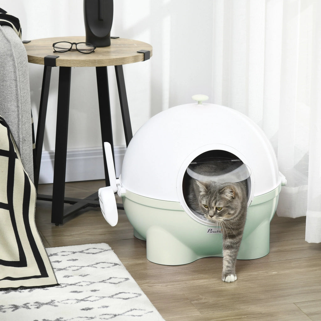 Mobile per lettiera gatto con porta ¨C zephmum ¨C verde e bianco 53x51x48 cm