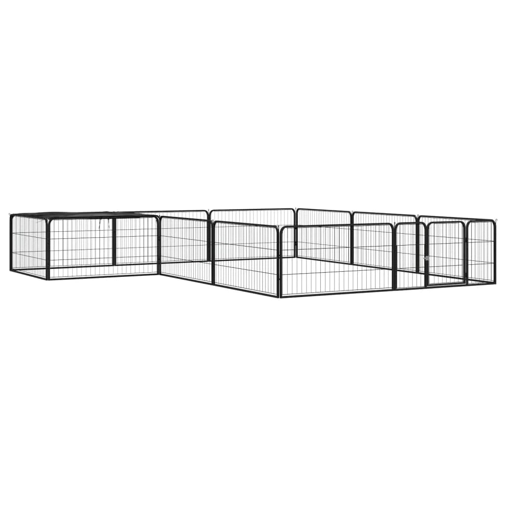 Recinto per cani 12 pannelli 100 x 50 cm acciaio verniciato a polvere nero 02_0043602