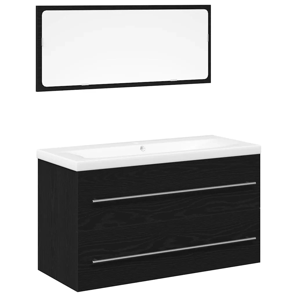 Armadio per Lavabo da Bagno con cassetto 3 pcs Rovere Nero 3333134