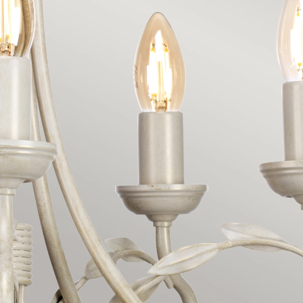 Lampadario Elstead Olivia avorio/oro patinato 5xE14 Ø47cm