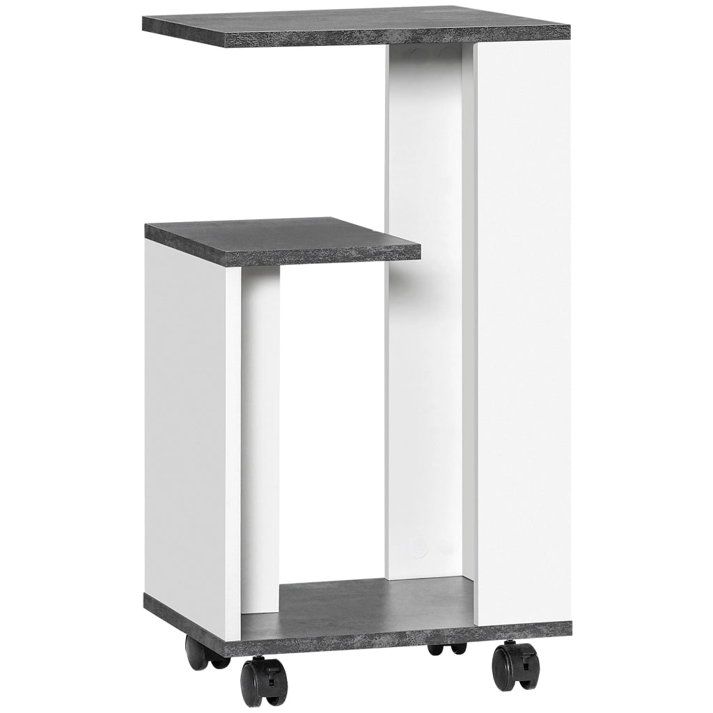 Comodino con Cassetti e Ruote ¨C Zephmum ¨C Grigio/Bianco 35x29.5x65.5 cm