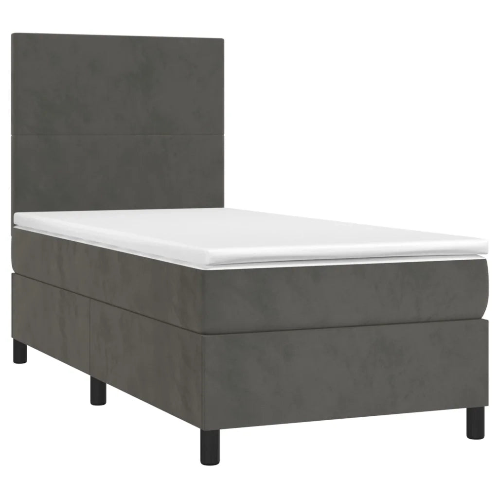 Letto a Molle con Materasso e LED Grigio Scuro 80x200cm Velluto 3135970