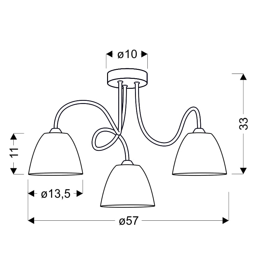 Plafoniera Candellux ELF 3 luci E14 cromo/bianco 57cm