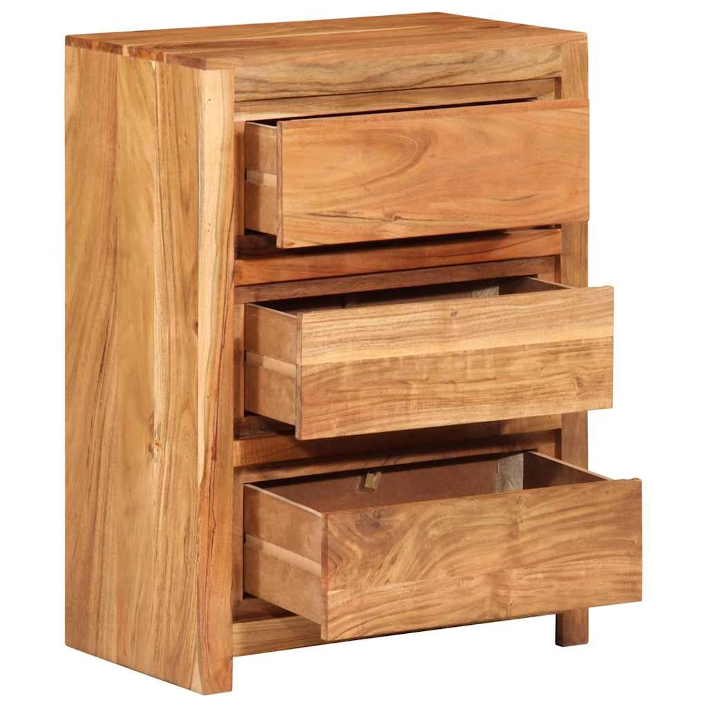 Cassettiera 55 x 33 x 75 cm ampio spazio di archiviazione design contemporaneo ingresso legno massello di acacia marrone miele 02_0056676
