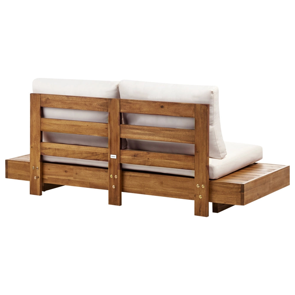 Set di divani da giardino Legno chiaro certificato Acacia Outdoor 5 posti 2 divani con tavolino Cuscini Design moderno