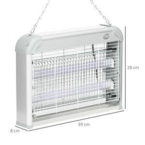 Zanzariera Elettrica 2 Lampade 20W in ABS e Metallo Bianca
