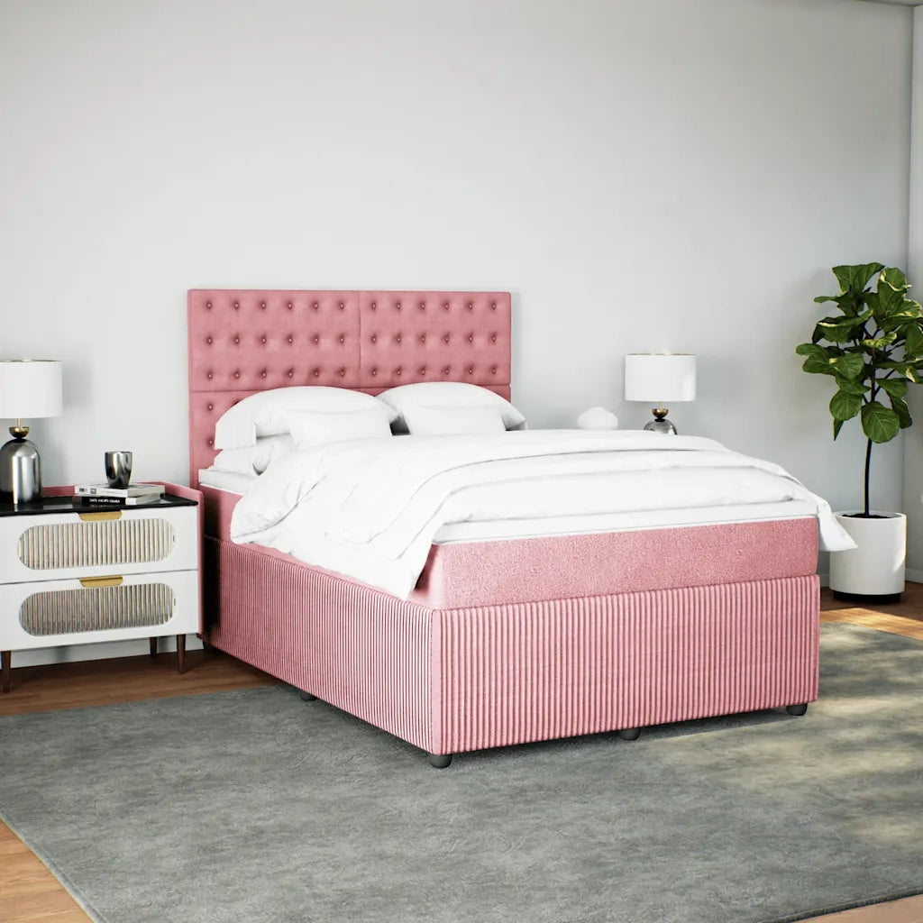 Giroletto a Molle con Materasso Rosa 160x200 cm in Velluto