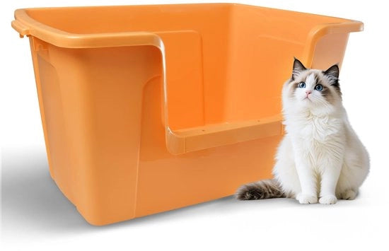 Ciotola per Gatti XXL con Altezza di Parete Alta Facile da Pulire e Ideale per Gatti fino a 10 kg Soluzione Spaziosa per Gatti Grandi e Gattini 61 * 42 * 30CM (Giallo Limone)