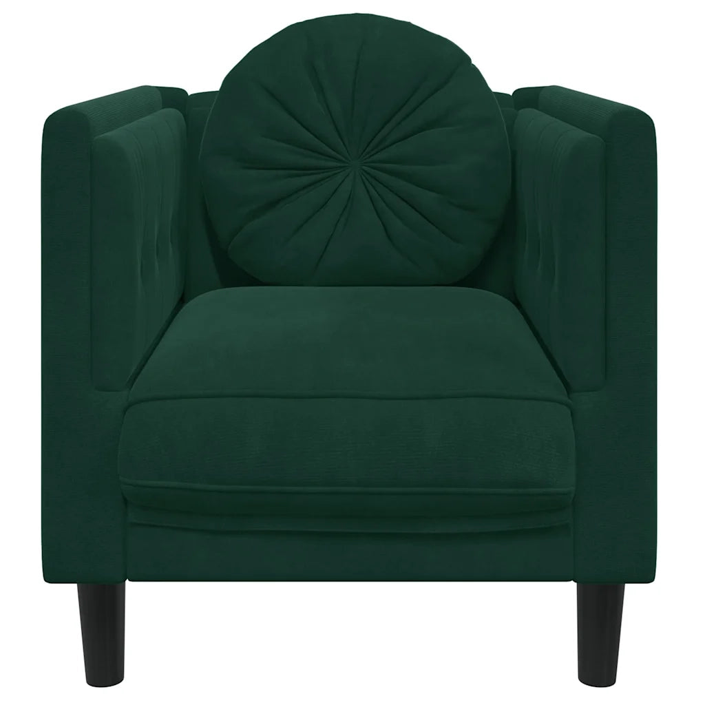 Poltrona con Cuscino Verde Scuro in Velluto 372624