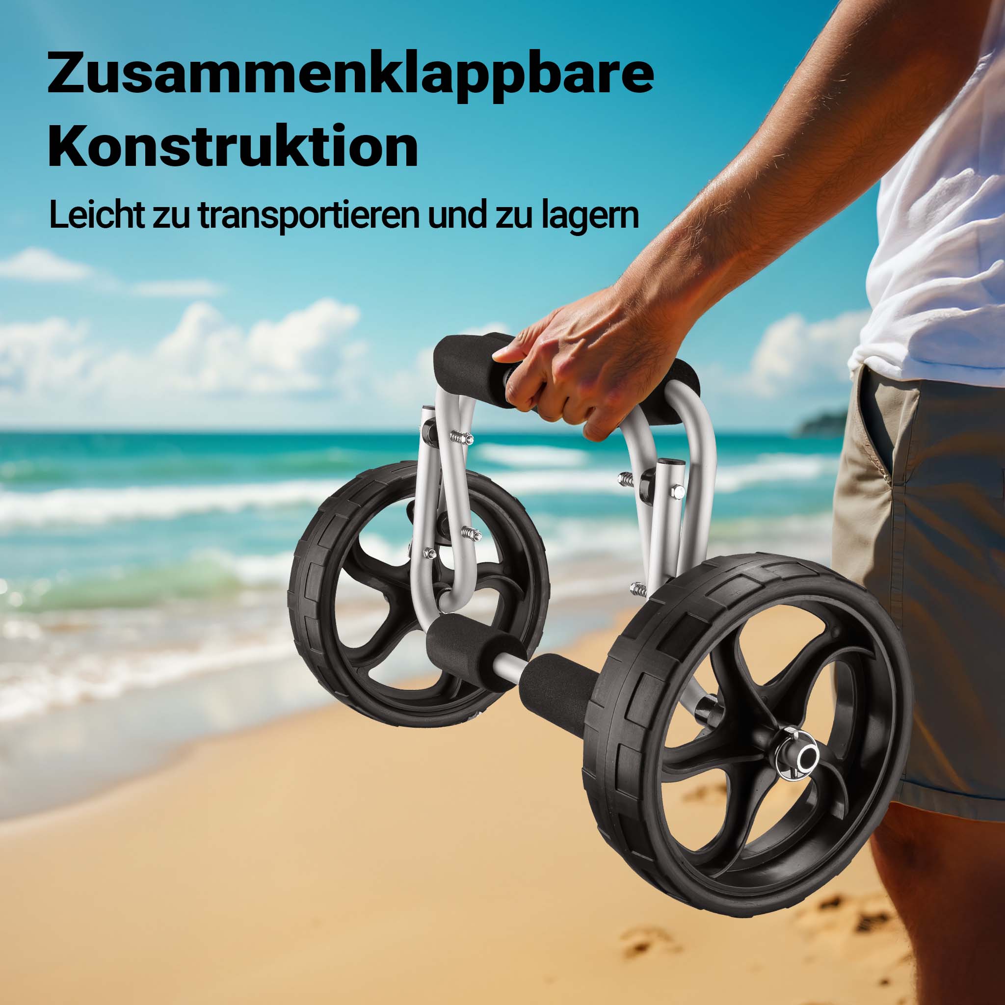 Carrello per trasporto kayak richiudibile In alluminio Ruote in PU Cinghia in nylon incl. Max 45 kg