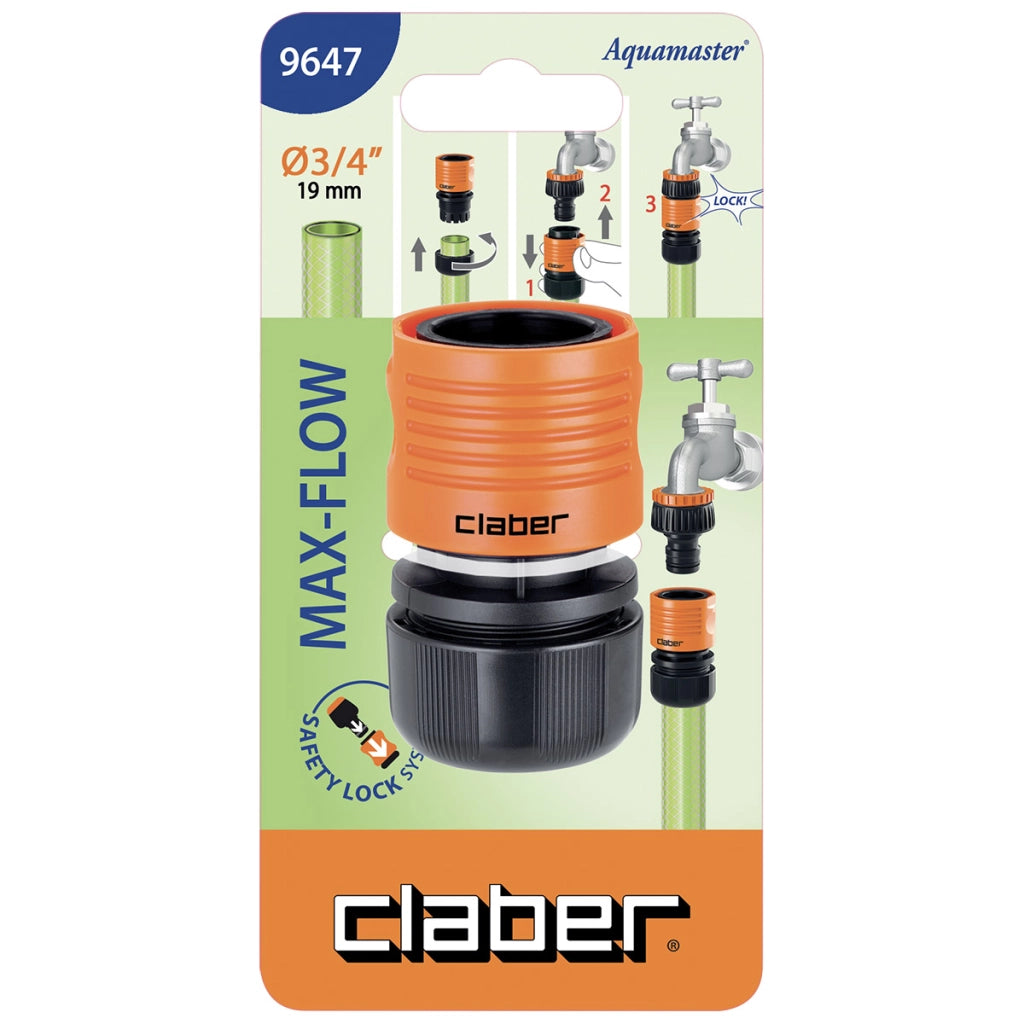 RACCORDO RAPIDO AQUAMASTER MAX-FLOW IN BLISTER- - 3/4 9647 - 2 blister CLABER