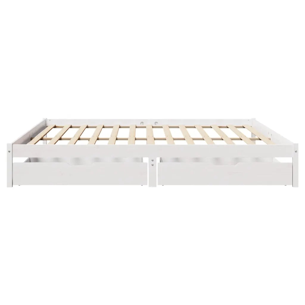 Giroletto senza Materasso Bianco 200x200 cm Legno Massello Pino