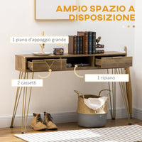 Tavolo Consolle Ingresso 120x29x79 cm in Truciolato e Acciaio Bronzo