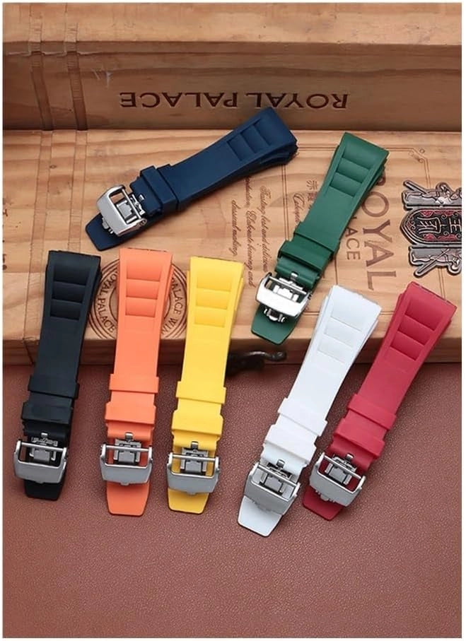 Canda di guardia in gomma da 25 mm-20 mm adatto per Richard Mille RM011 Serie Bracciale Vicchia Standing Cingcio d'oro