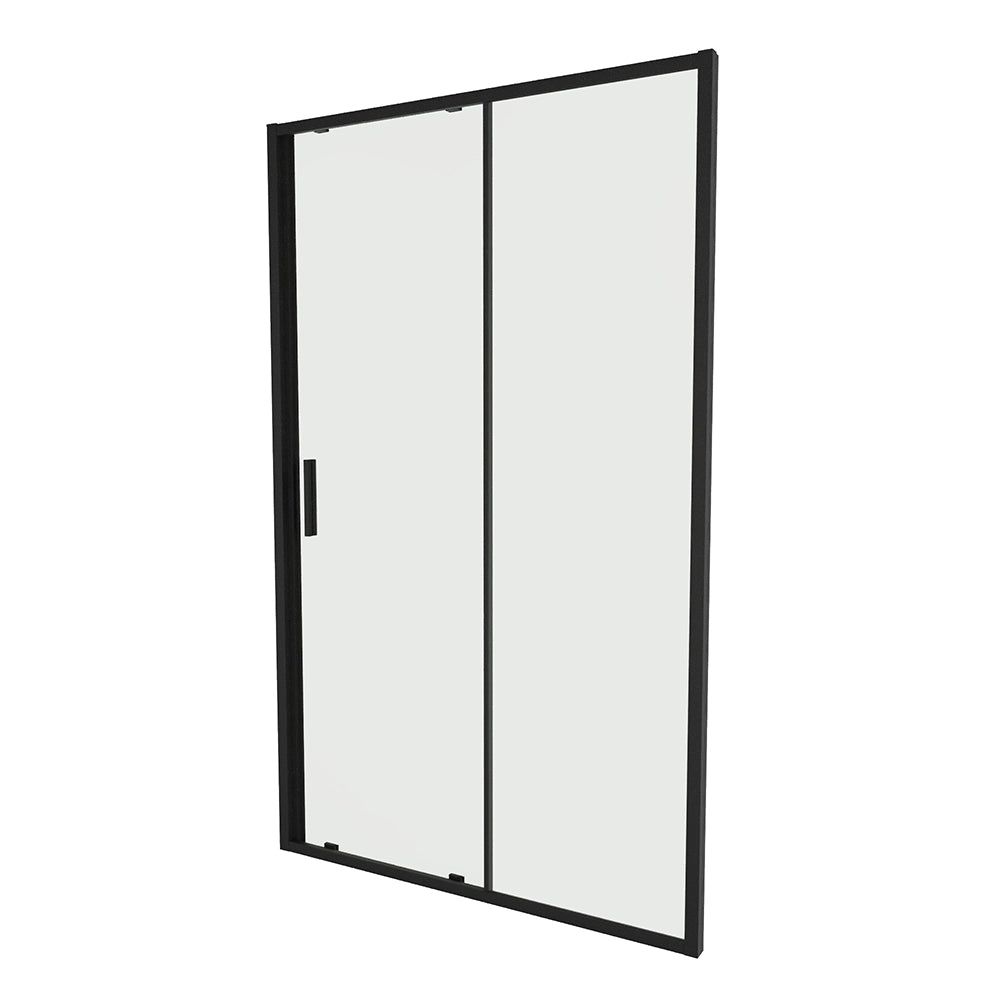 Porta doccia 140cm profili slim nero opaco vetro 6mm trasparente h190 | Portofino