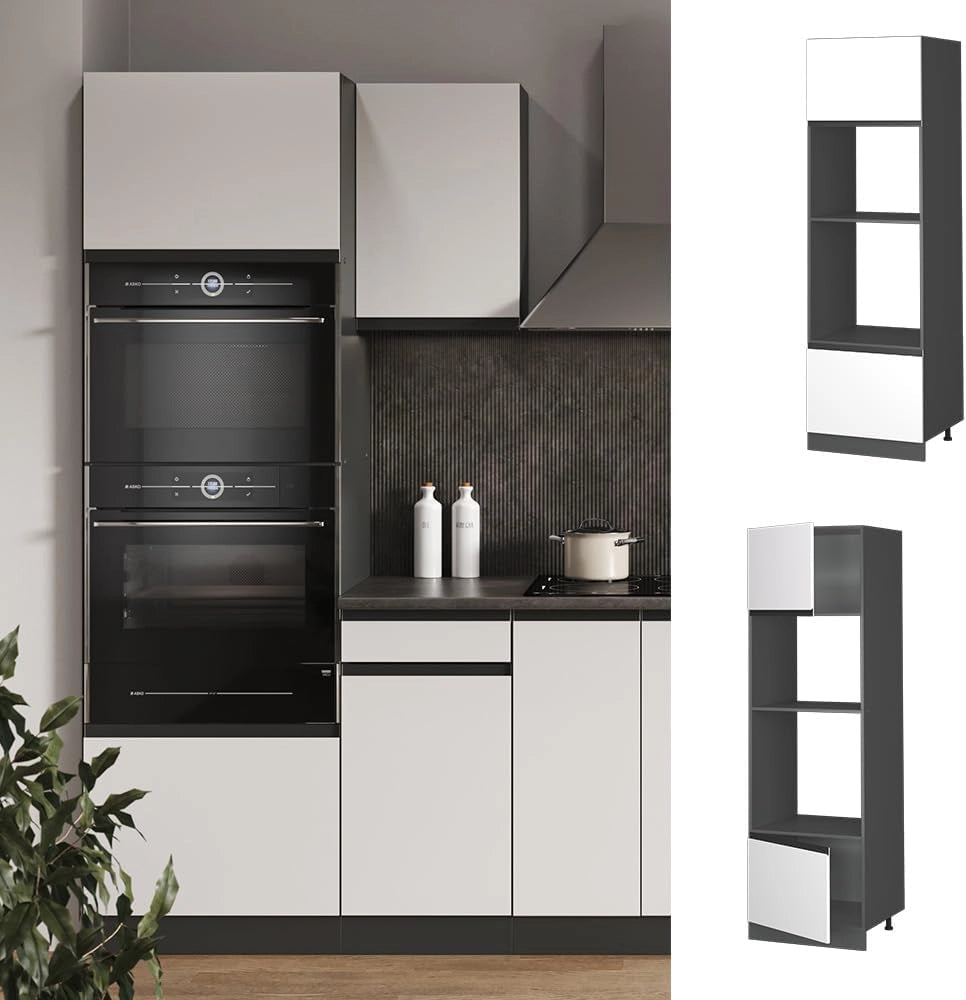 Mobile cucina microonde R-Line, Bianco, 60 cm Forma a J, per la libera combinazione all'interno di sistemi cucina modulari