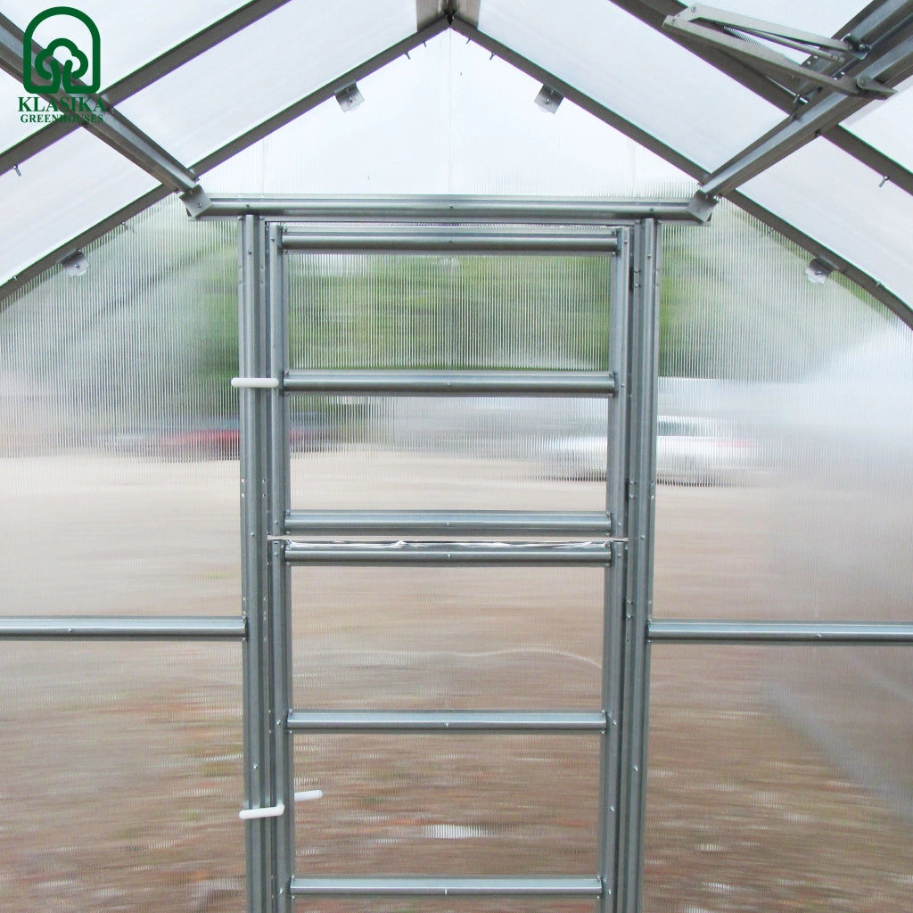 Serra da giardino KLASIKA Standard 30m2, 2,5m x 12m, 4 mm con rivestimento in policarbonato (con 6 tetti ad apertura automatica)