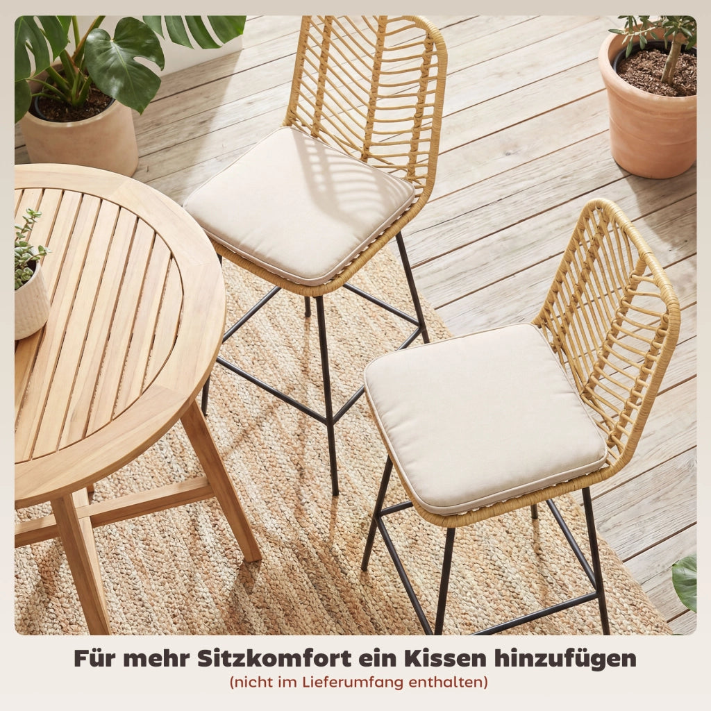 Sgabello da bar 2 pezzi ¨C zephmum ¨C giallo e nero, rattan, 42.5x52x102 cm
