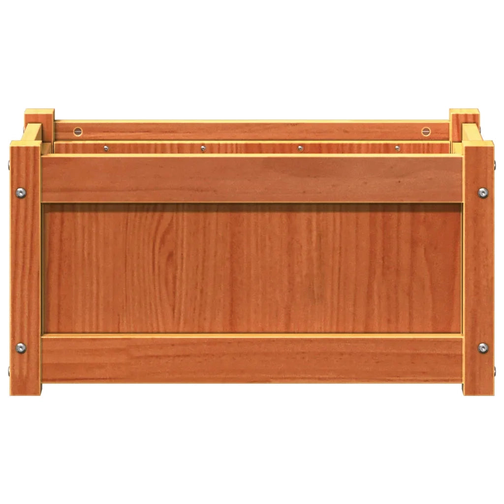 Fioriere da Giardino 2pz Marrone Cera Legno Massello di Pino 837444