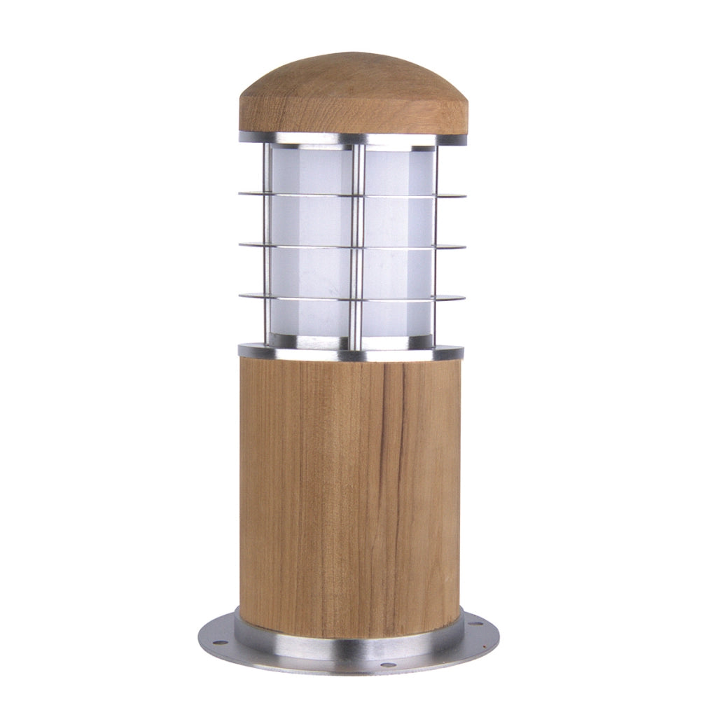 Paletto esterno Poole teak/inox E27 IP55 40W 24cm Garden Zone