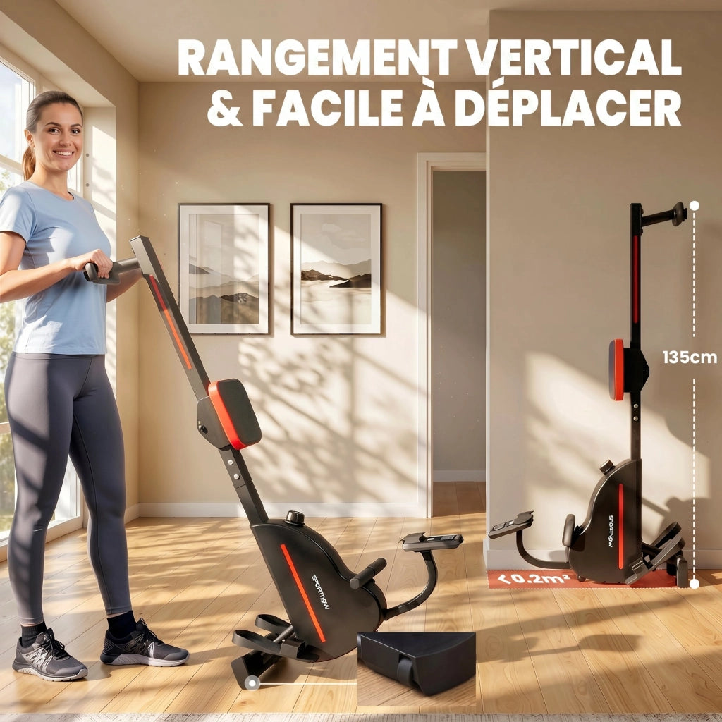 Rameur Magnetico Bluetooth Kinomap Zwift 16 Livelli ¨C zephmum ¨C 135x42x72cm Rosso
