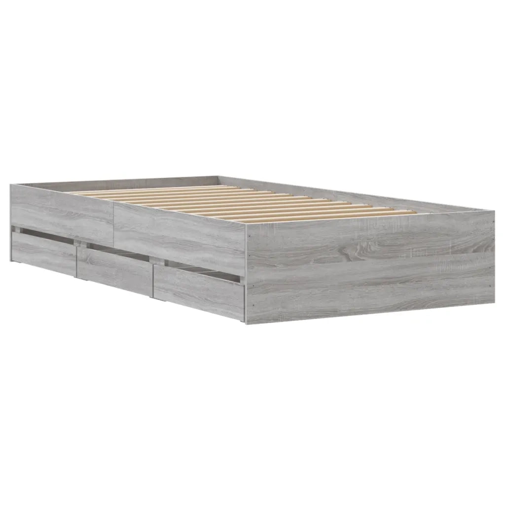 Giroletto Cassetti-Struttura Letto con contenitore Grigio Sonoma 90x190 cm Legno Multistrato 397174