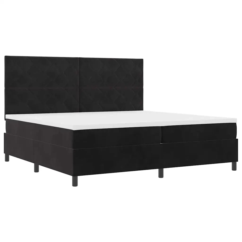 Letto a molle con materasso Nero 200 x 200 cm Velluto 3339922