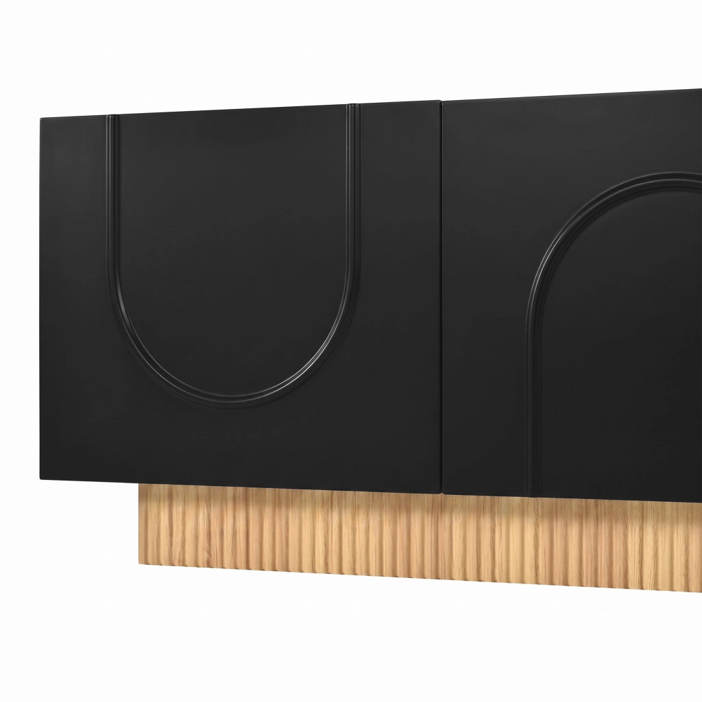 Mobile TV con 4 ante; 4 vani e passacavi - per soggiorno - 170×38×42 cm - nero